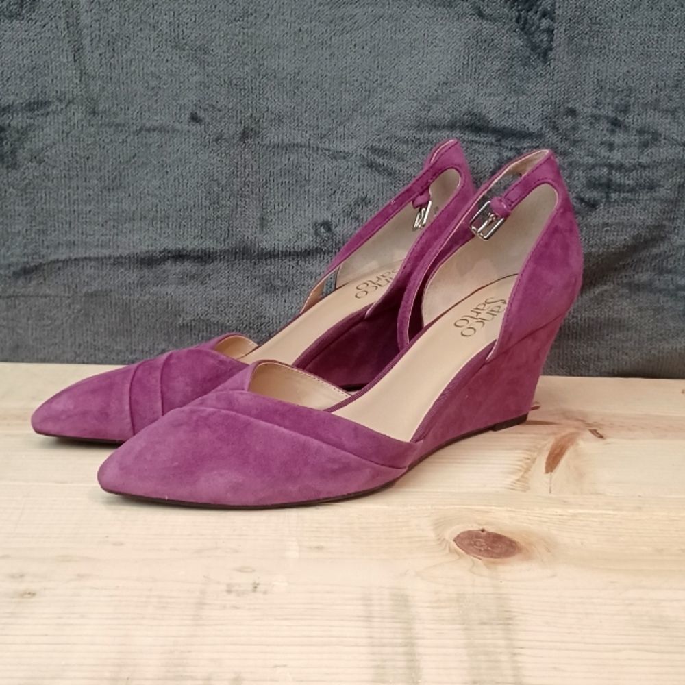 Franco Sorto Faye  Purple Suede Leather Wedge Heels